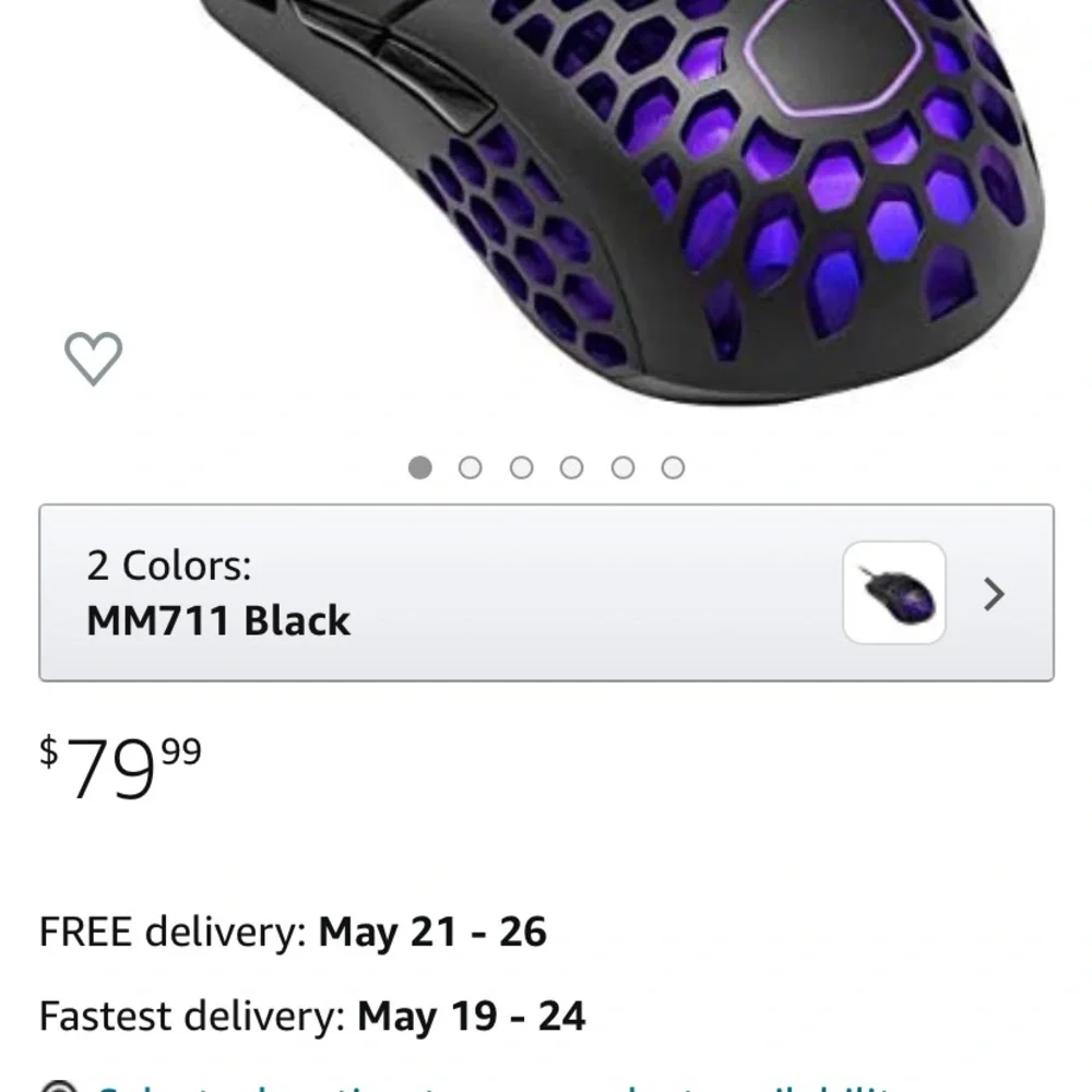 MM711 Black and Purple Gaming Mouse Honeycomb Design